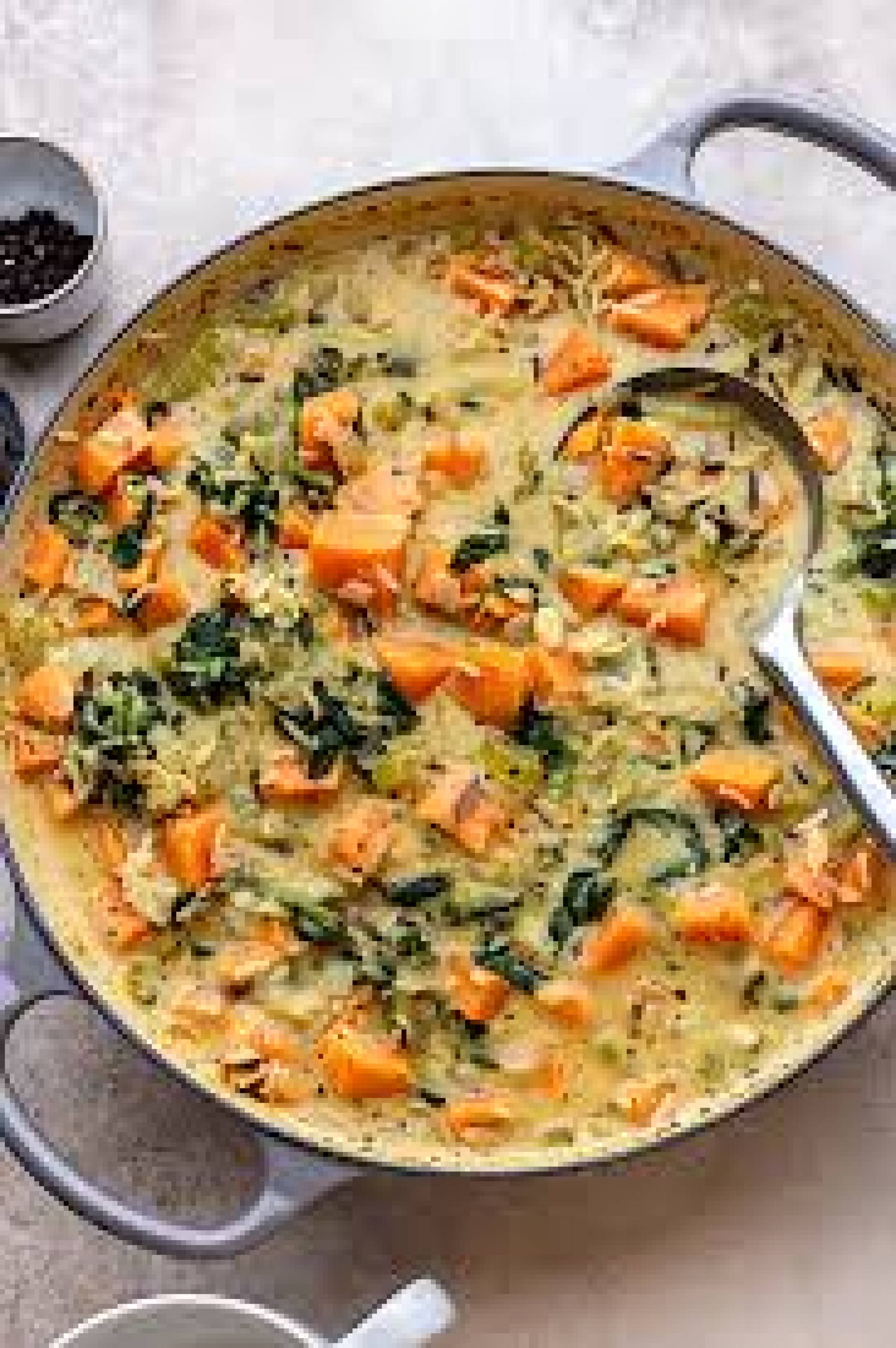 Chicken Kale and Wild Rice Stew, Garlic Bread