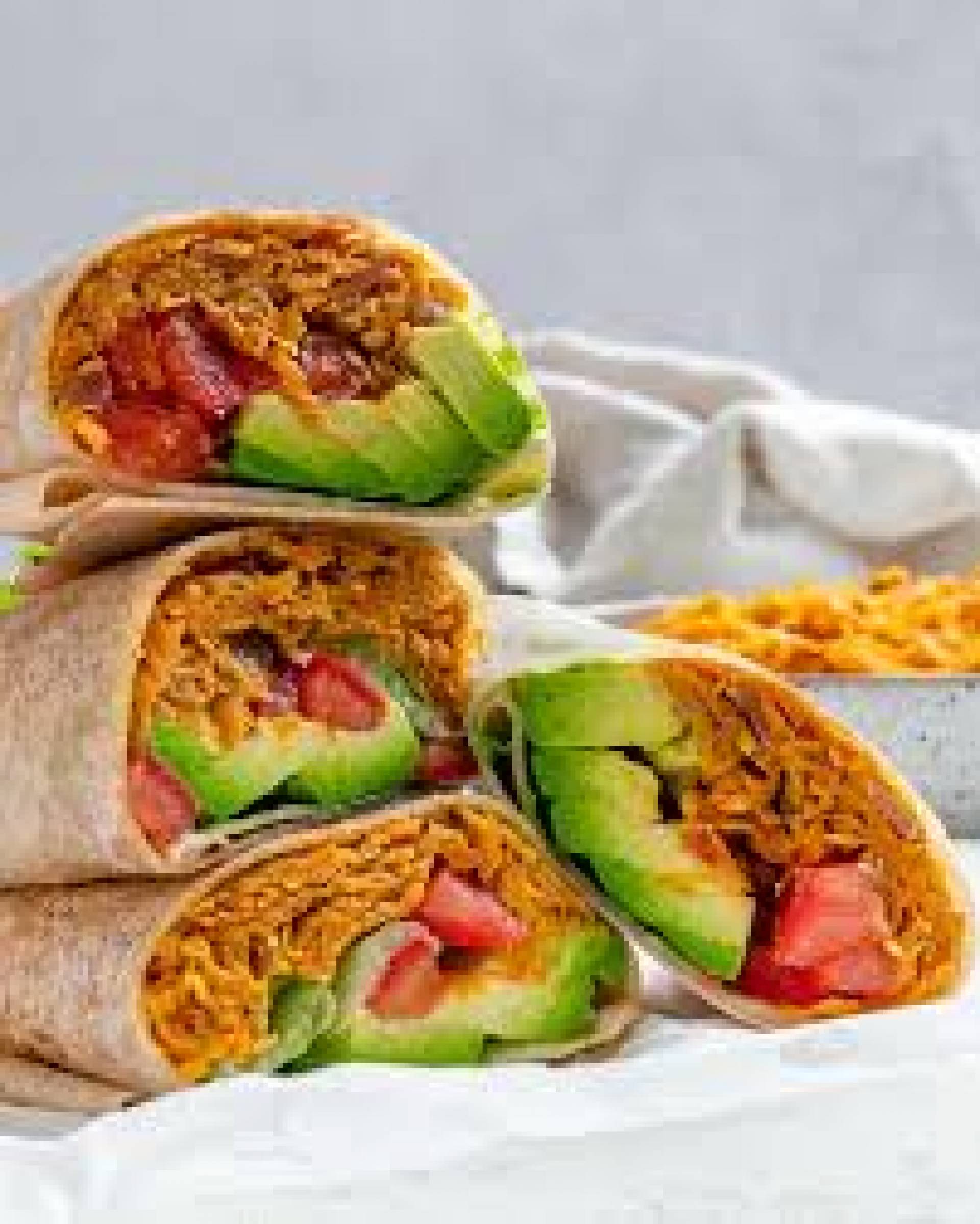Lentil Sweet Potato and Greens Burritos, Zucchini Salad