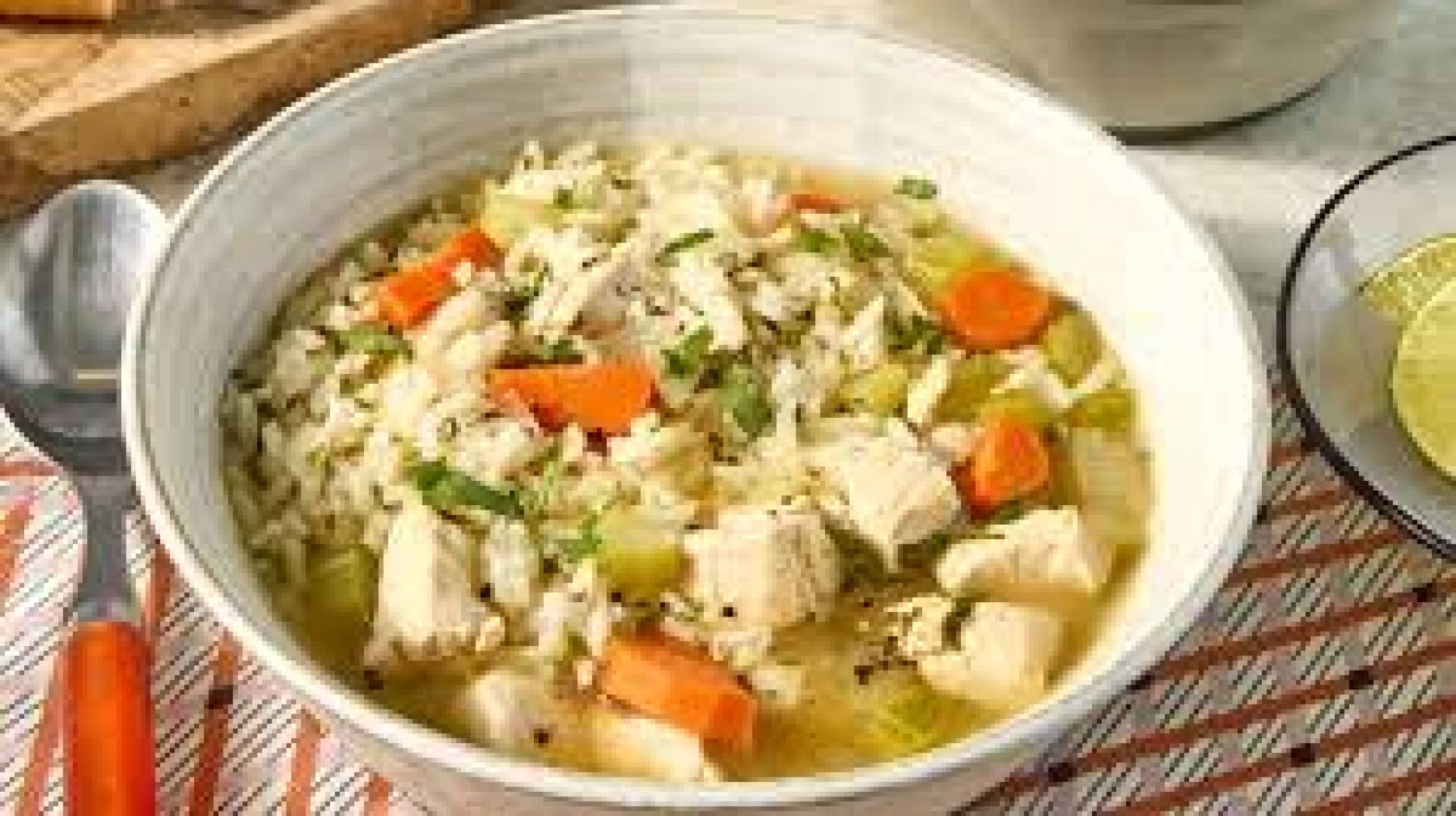 Chicken Fennel and Rice Soup, Hummus and Greens Sandwiches