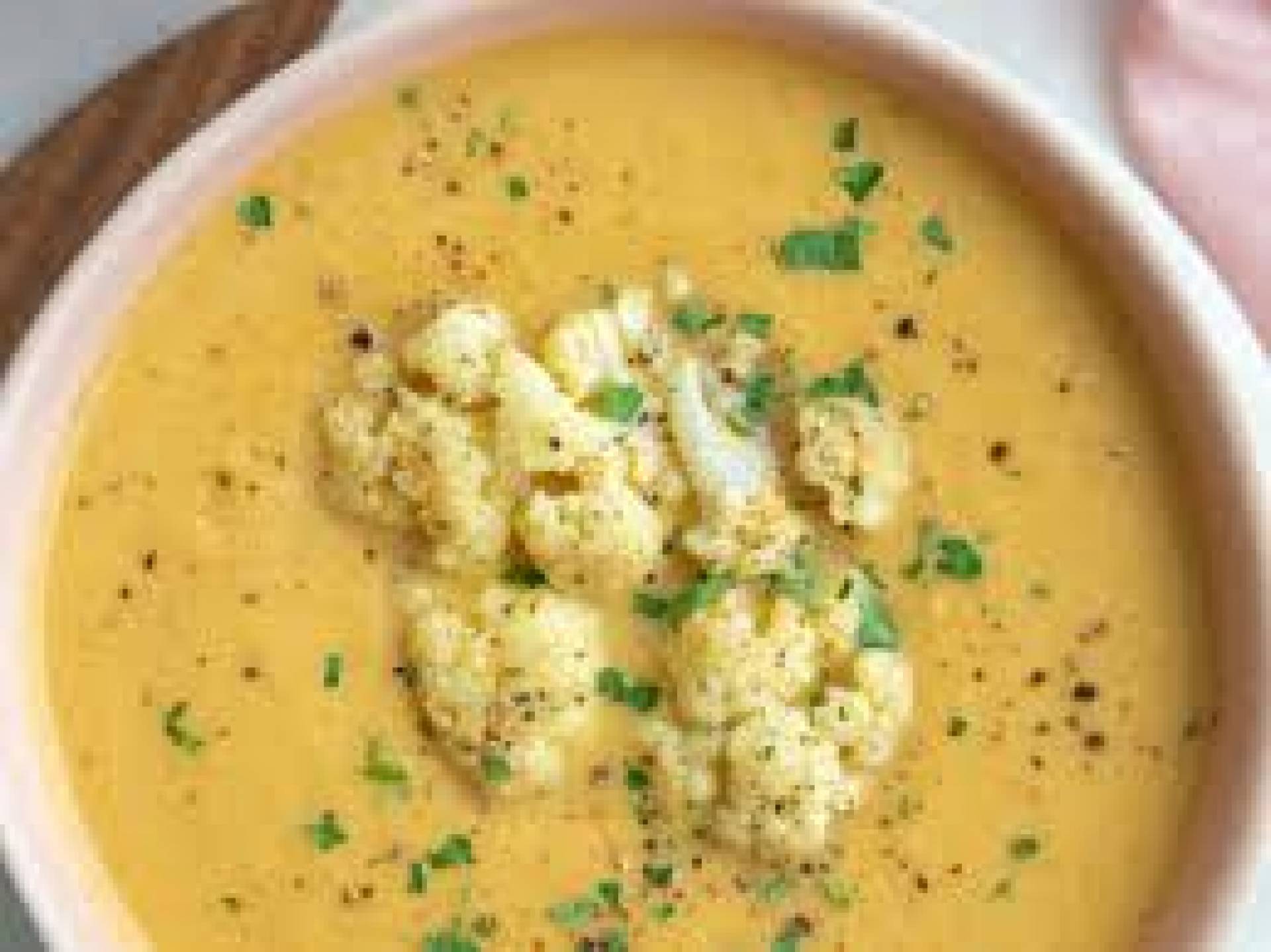 GF Roasted Cauliflower Soup, Apple Spinach Grilled Cheese