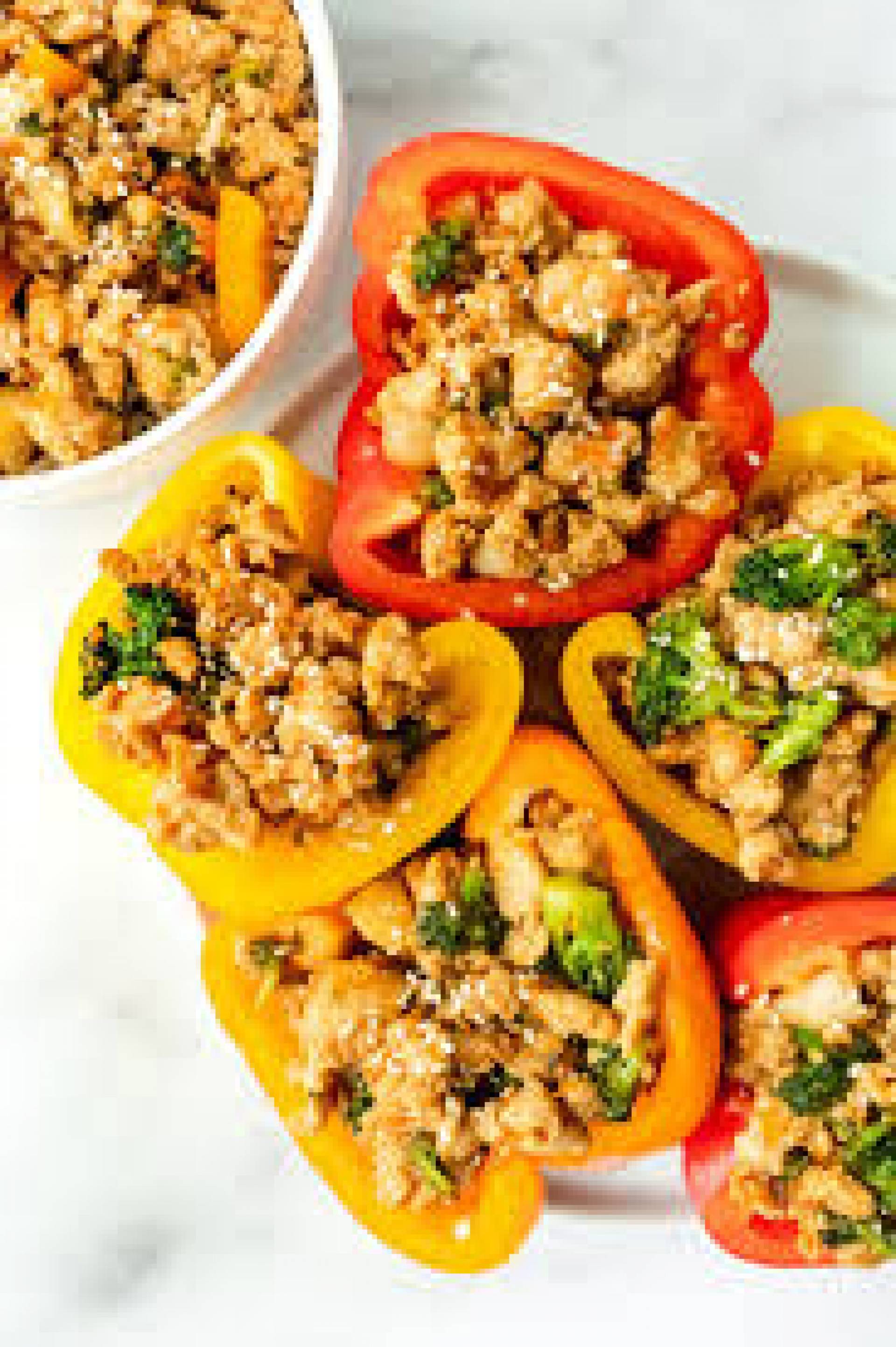 Turkey Stuffed Peppers, Wild Rice Salad