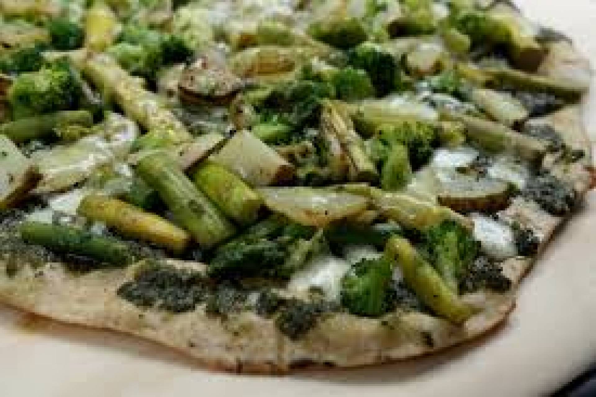 GF Pesto Asparagus Flatbreads, Spinach Soup with Dill