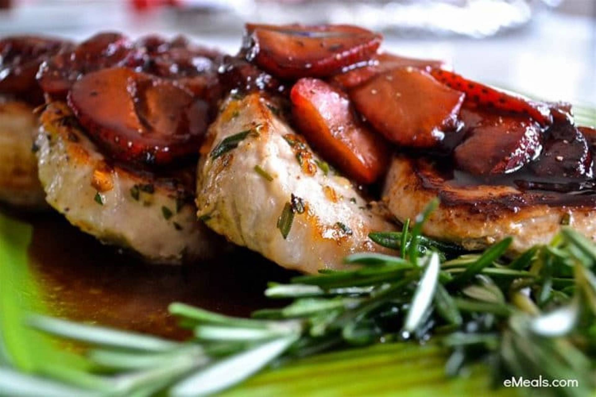 Pork Tenderloins with Balsamic Strawberry Compote, Sauteed Kale, Roasted Potatoes
