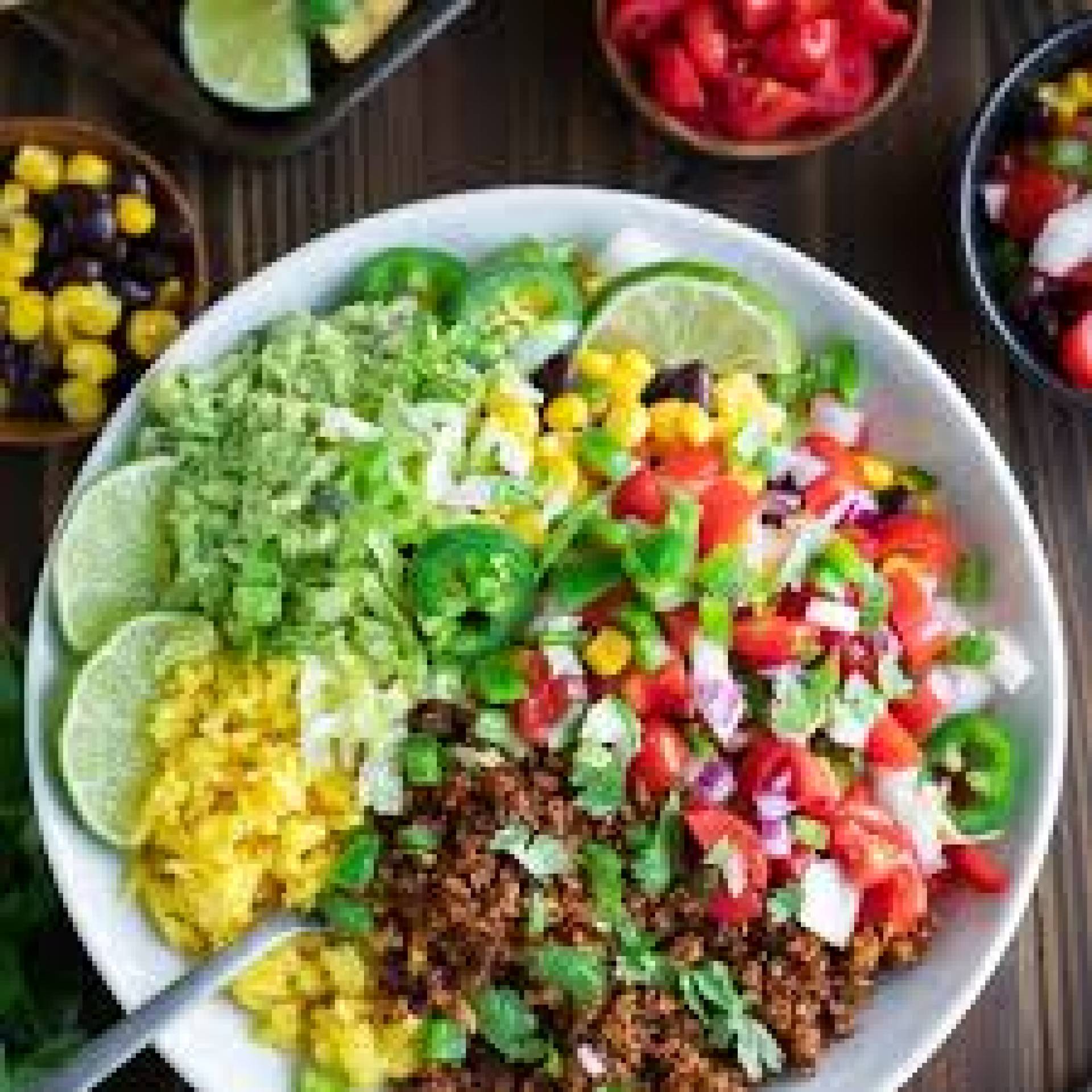 Black Bean Cauliflower Taco Bowls with Brown Rice, Tortilla Chips