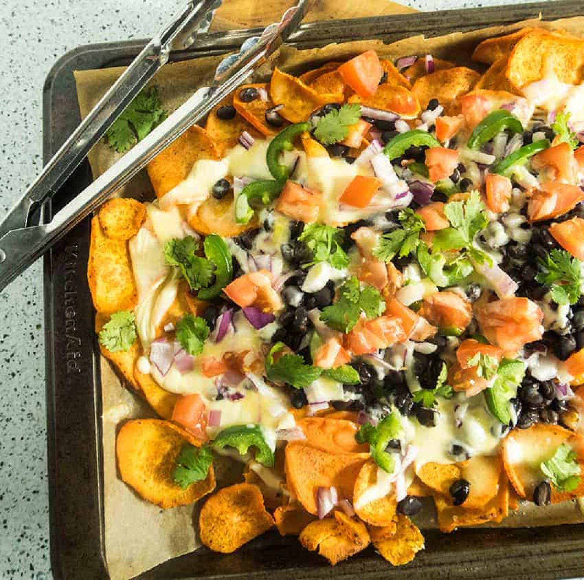 Chicken Sweet Potato Nachos, Fruit Salad