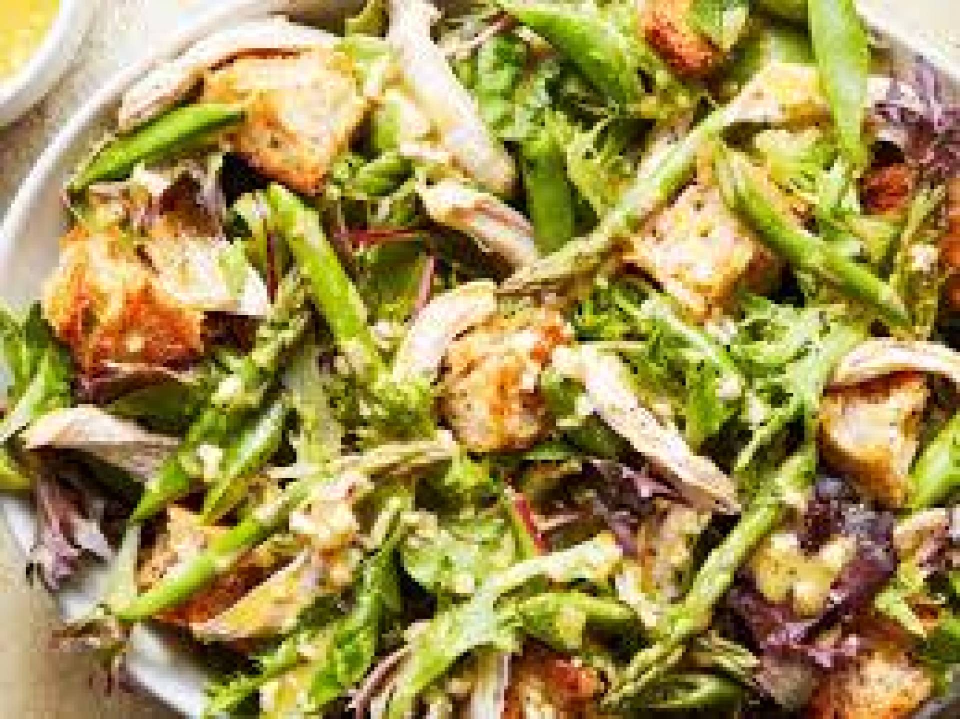 Chicken Panzanella Salad, Garlic Bread