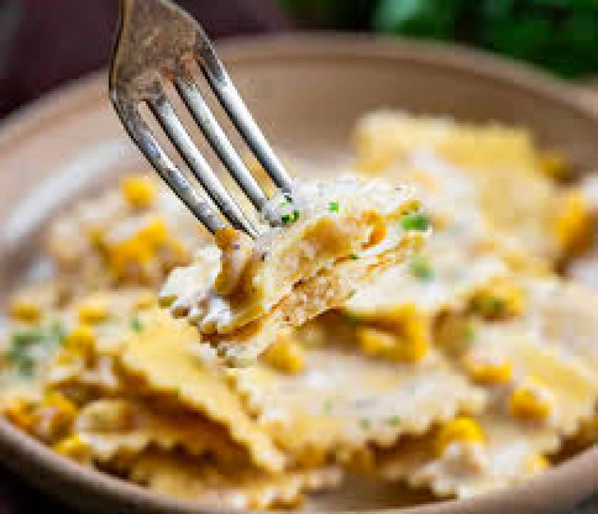 Sweet Corn Ravioli, Arugula Salad, Garlic Bread