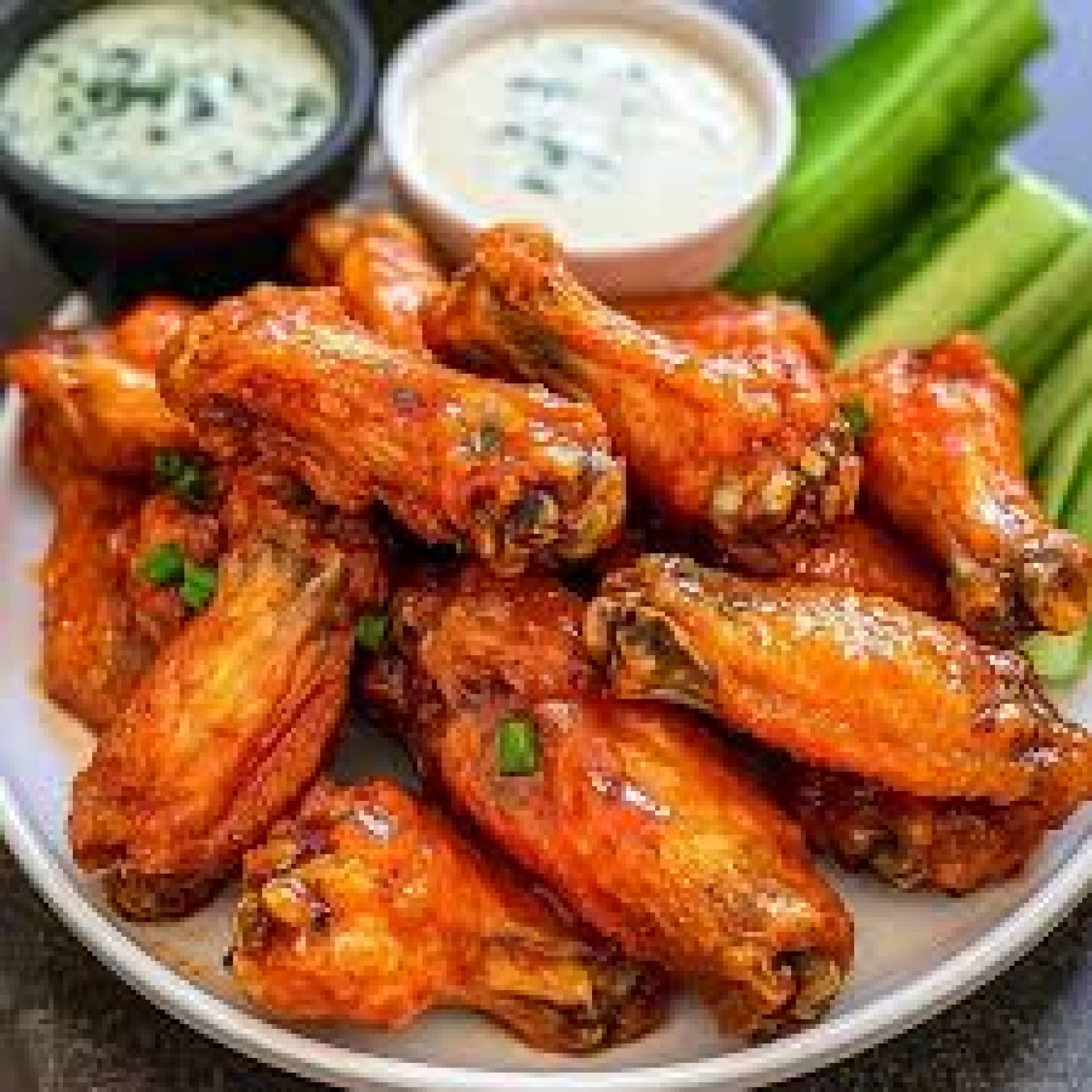 Buffalo Chicken Wings, Cole Slaw, Macaroni Salad