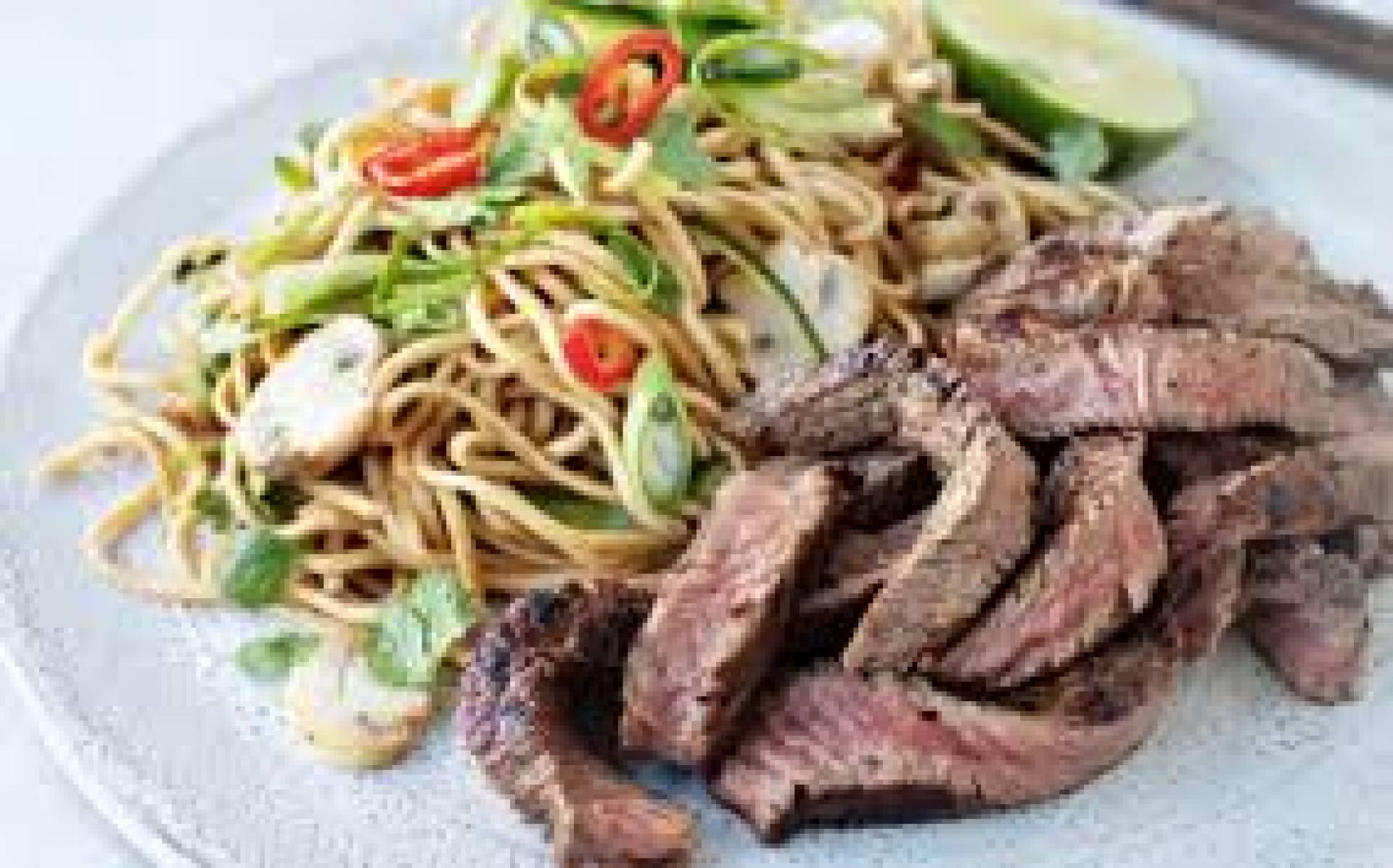 Asian Teres Major with Sesame Soy Soba Noodle Salad
