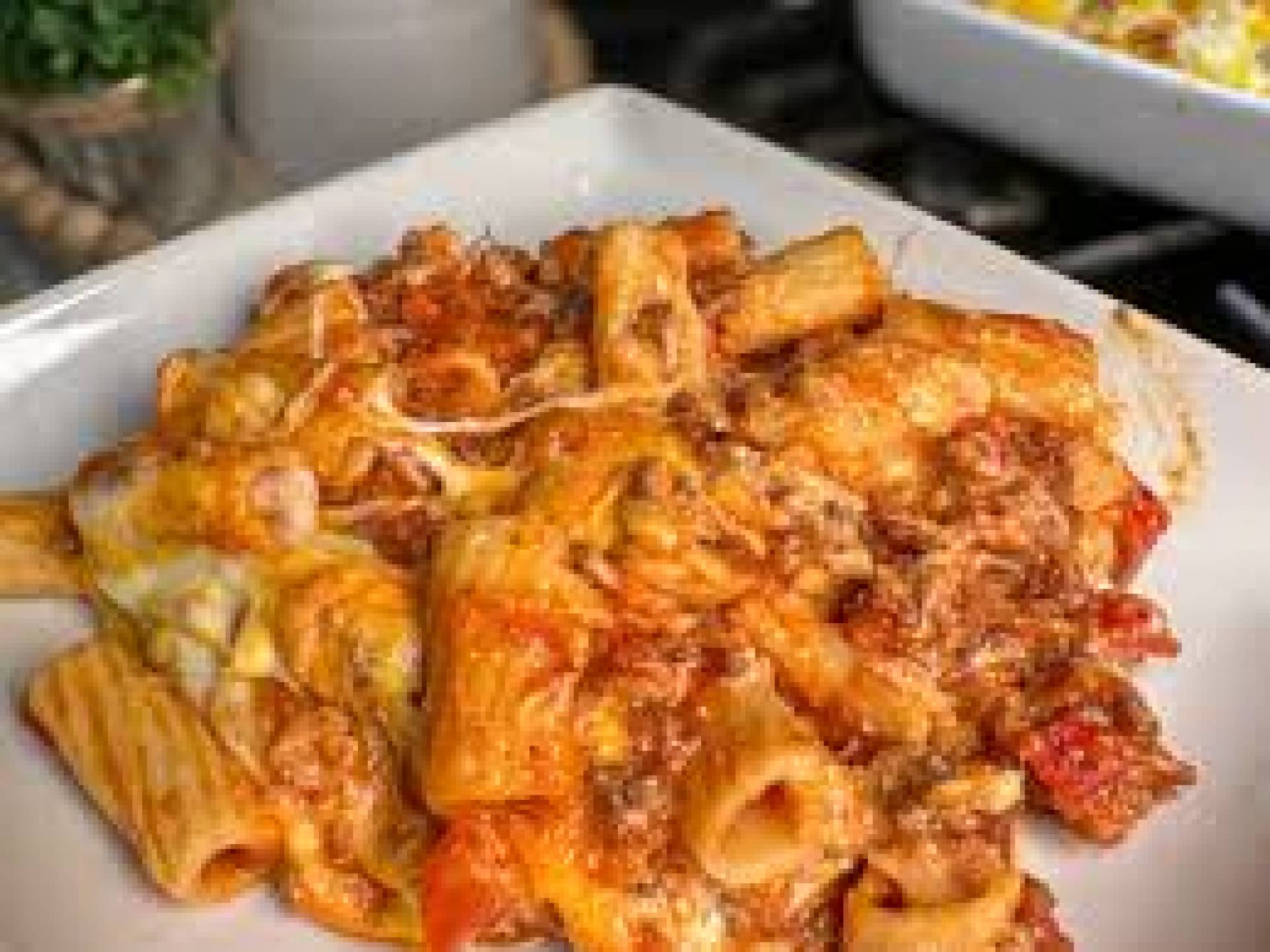 Baked Ziti with Meat Sauce, Roasted Broccoli