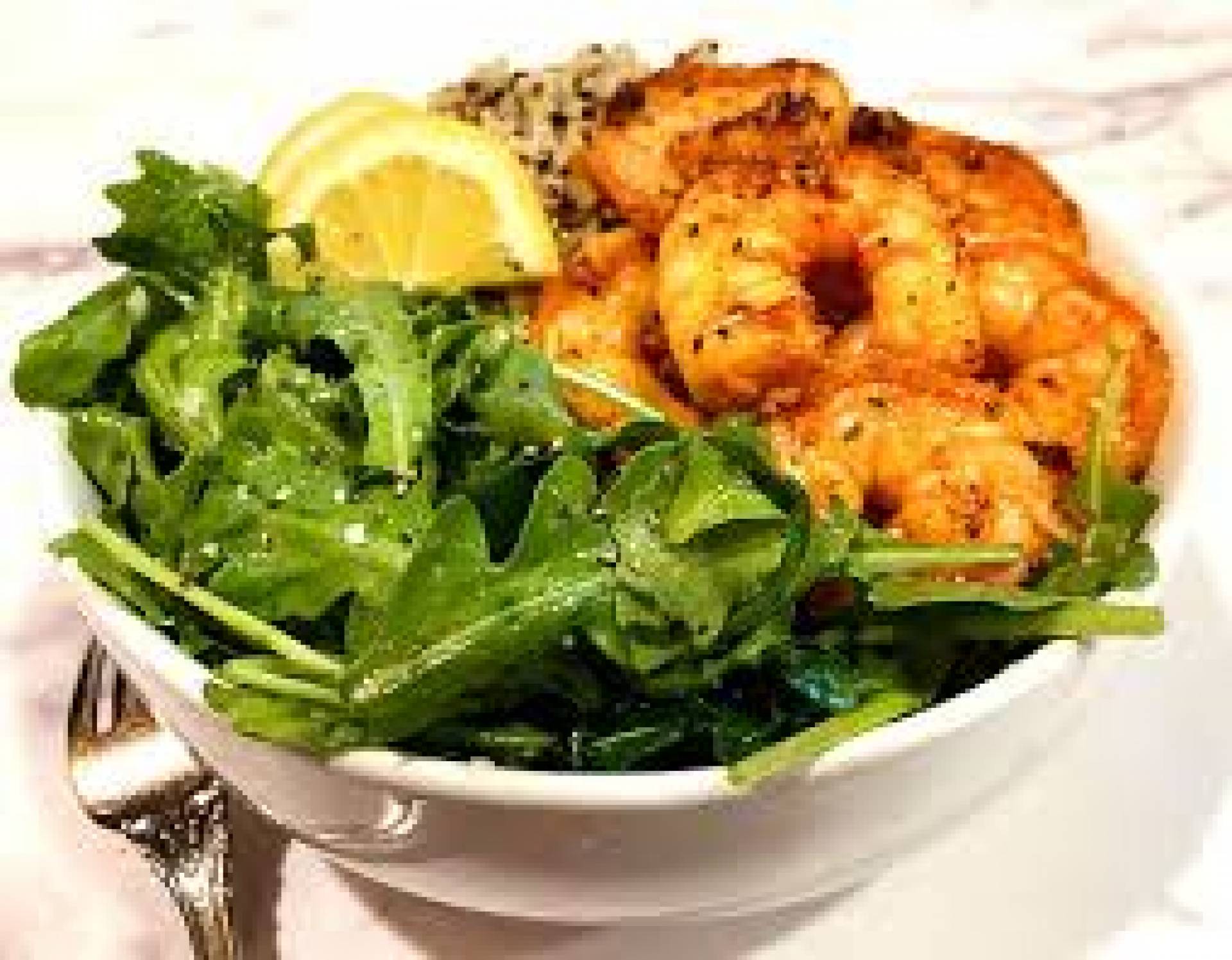Balsamic Glazed Shrimp and Greens with Quinoa Pilaf