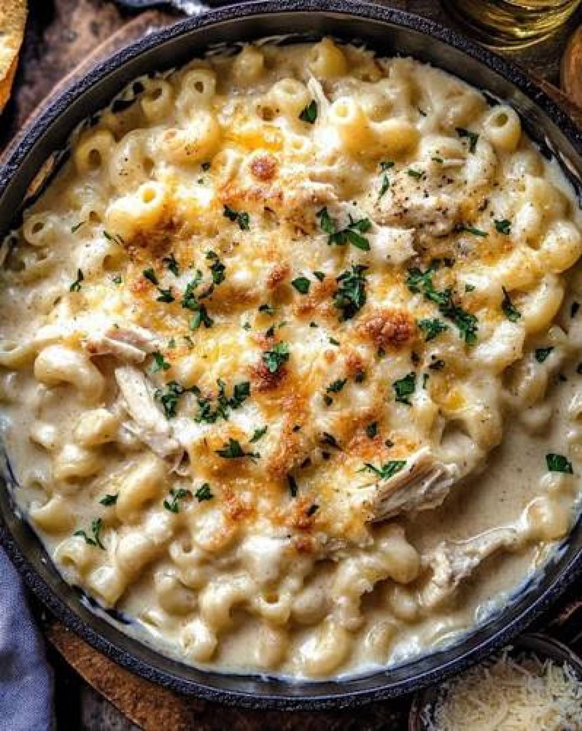 Green Chili Chicken Macaroni and Cheese, Arugula Salad